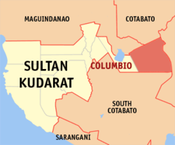 Mapa de Sultan Kudarat con Columbio resaltado