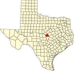 map of Texas highlighting Lampasas County