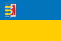 The flag of the Zakarpattia Oblast is a Ukrainian flag defaced with the coat of arms