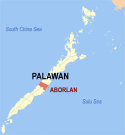 Mapa de Palawan con Aborlan resaltado