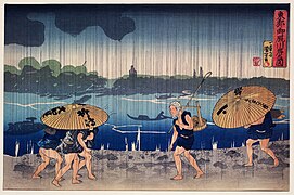 En la orilla del río Sumida (siglo XIX), de Utagawa Kuniyoshi