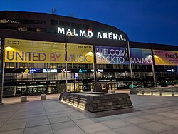 A Malmö Aréna a 2024-es Eurovíziós Dalfesztivál idején