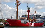 Bürgermeister O´Swald II var en gång världens största bemannade fyrskepp, det sista på position Elbe 1, det är nu B&B i Cuxhaven. På bilden på besök i Ystad 12 juli 2017.