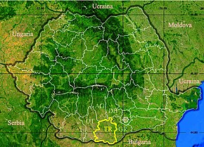Harta României cu județul Teleorman indicat