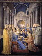 Ο Άγιος Λαυρέντιος χειροτονείται διάκονος από τον Σίξτο Β΄ , νωπογραφία, 1448, Ρώμη, Αποστολικό Ανάκτορο, Cappella Niccolina