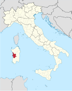 Poziția regiunii Provincia di Oristano