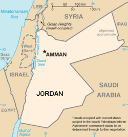 Localização de Amã na Jordânia.