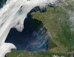 Спътникова снимка на Бискайския залив.