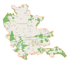 Mapa konturowa gminy Łask, po lewej znajduje się punkt z opisem „Borszewice”