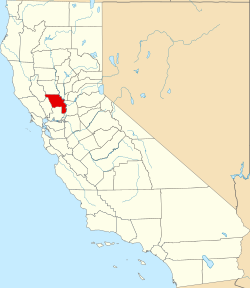 map of California highlighting Yolo County