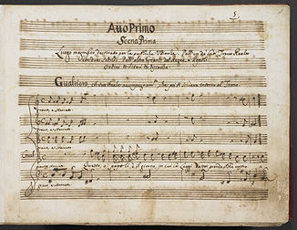 Manuscrit de la première scène du premier acte de l'opéra Griselda (1721), d'Alessandro Scarlatti. (définition réelle 4 502 × 3 480)