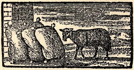 Baa Baa Black Sheep Från Mother Goose Melody publicerad omkring 1765. Lägg märke till att säckarnas antal är tre.