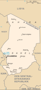 Kart over Republikken Tsjad