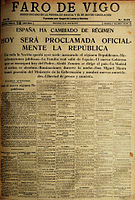 15 de abril de 1931, proclamación da república.