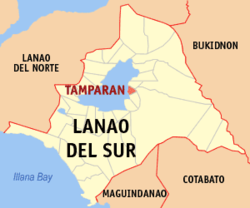 Mapa de Lanao del Sur con Tamparan resaltado