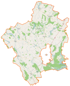 Mapa konturowa powiatu suwalskiego, na dole znajduje się punkt z opisem „Krukówek”