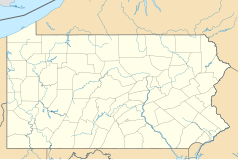 Mapa konturowa Pensylwanii, na dole po prawej znajduje się punkt z opisem „Bell Atlantic Tower”