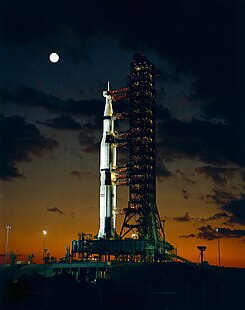 Першая ракета Сатурн V на стартавай пляцоўцы