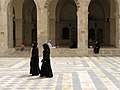 Visitors in the Great Mosque of Aleppo