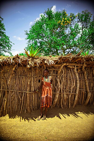 File:Woman in front of a traditional house in tanzania.jpg