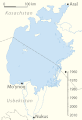 Animated map of the shrinking of the Aral Sea, German Version