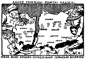 Карикатура 1921 года: «Долой позорный рижский раздел! Да здравствует свободная неделимая крестьянская Беларусь!»