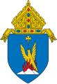 The arms of the Diocese of Phoenix: The arms feature a phoenix, the namesake of the diocesan seat, Phoenix, Arizona.