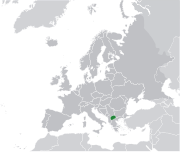 Mapa da Macedónia do Norte na Europa