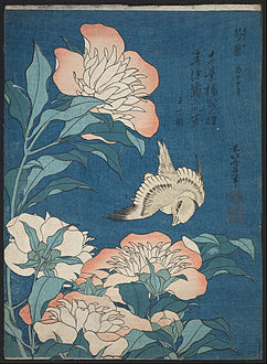 Shakuyaku kana ari Kachō-e por Hokusai, c. 1834