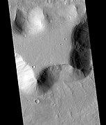 View of lobate debris apron along a slope. Image located in Arcadia quadrangle.