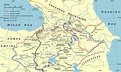 Borders of Arsacid kingdom Caucasian Albania (late 4th century) in the Sassanid empie[1]