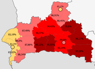 Bielorrusos en la provincia     >95%     90—95%     85—90%     <85%