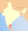 Map of India showing location of Tamil Nadu