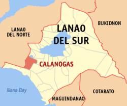 Mapa de Lanao del Sur con Calanogas resaltado