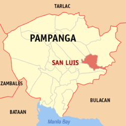 Mapa de Pampanga con San Luis resaltado