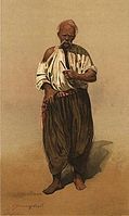 Січовий дід, абшитований (відставний) Акварель. 1900