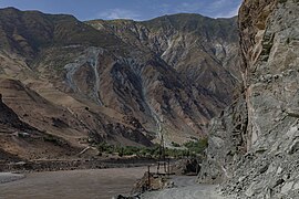 Vallée du Piandj entre l'Afghanistan et le Tadjikistan.