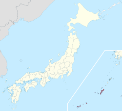 Okinawan prefektuurin sijainti Japanissa