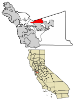 Location of Dublin in Alameda County, California.