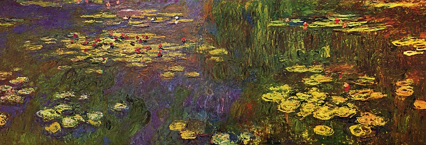 Detail of one of the eight Les Nymphéas (Water Lilies) by Claude Monet, put into the Orangerie in 1927