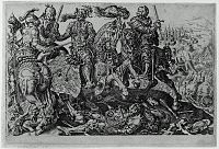 Мартен ван Хемскерк (ідея і малюнок), 1556 р., гравер Дірк Волькертсен Корнгерт. «Імператор Карл V при захопленні Тунісу». Бостонський музей образотворчих мистецтв