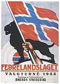 Valgplakat for Fedrelandslaget i 1933.
