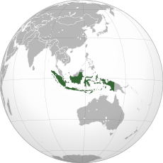 Area controlled by Indonesia shown in green