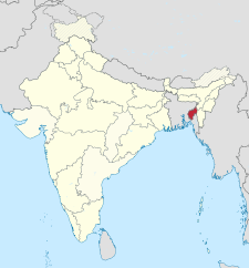 Map of India with the location of ত্রিপুরা চিহ্নিত