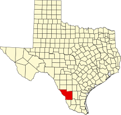 Karte von Webb County innerhalb von Texas