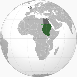Hijau: Sudan Inggris-Mesir Hijau muda: Berdampingan dengan Libya Italia pada 1934 Abu-abu tua: Mesir dan Britania Raya