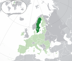 সুইডেন-এর অবস্থান (dark green) – ইউরোপে (green & dark grey) – ইউরোপীয় ইউনিয়ন-এ (green)  –  [ব্যাখ্যা]