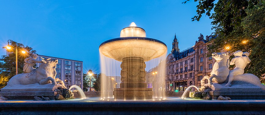 Wittelsbacher fountain, Lenbach square, Munich, Germany.