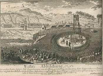 Hinrichtung des Joseph Süß Oppenheimer am 4. Februar 1738 vor den Toren Stuttgarts