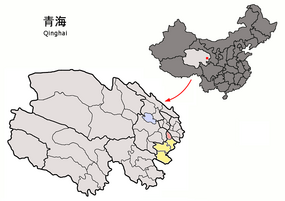 Chentsas läge i Huangnan, Qinghai, Kina.